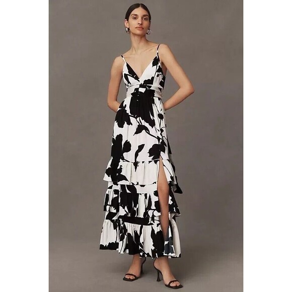 Anthropologie Dresses & Skirts - Anthropologie Hutch Guthrie Sleeveless Floral V-Neck Slit Satin Maxi Dress Sz 8